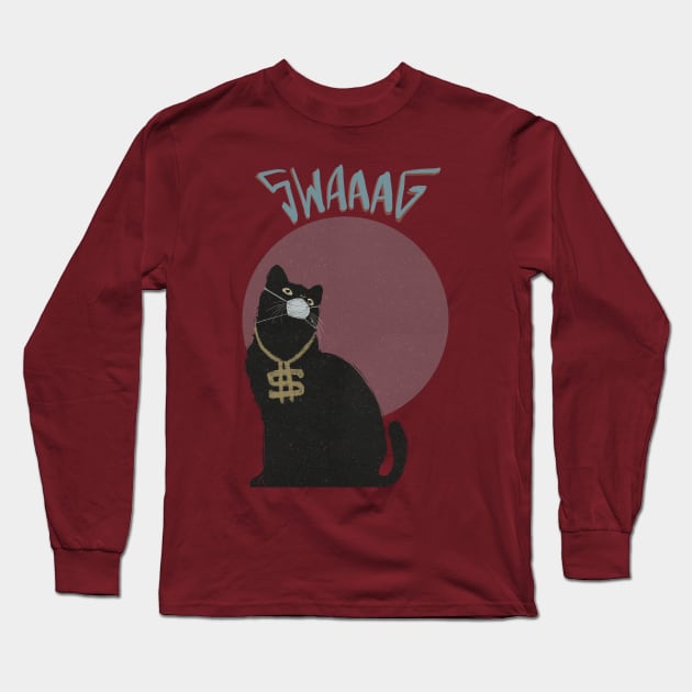 Black cat swag Long Sleeve T-Shirt by BAJAJU